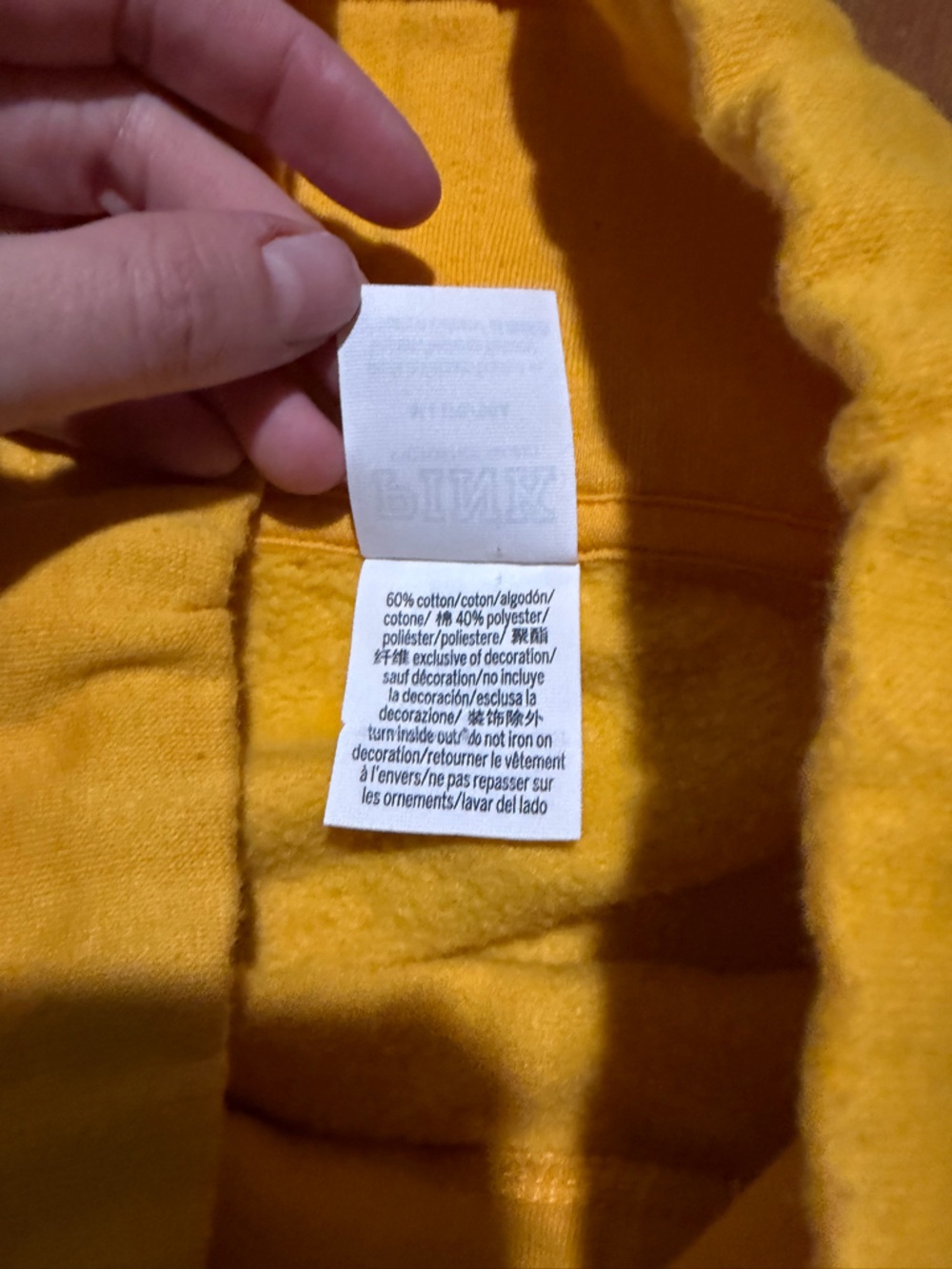 PINK Victoria's Secret Golden Yellow Pullover Cowl Neck Hoodie with Black Logo - Picture 4 of 5